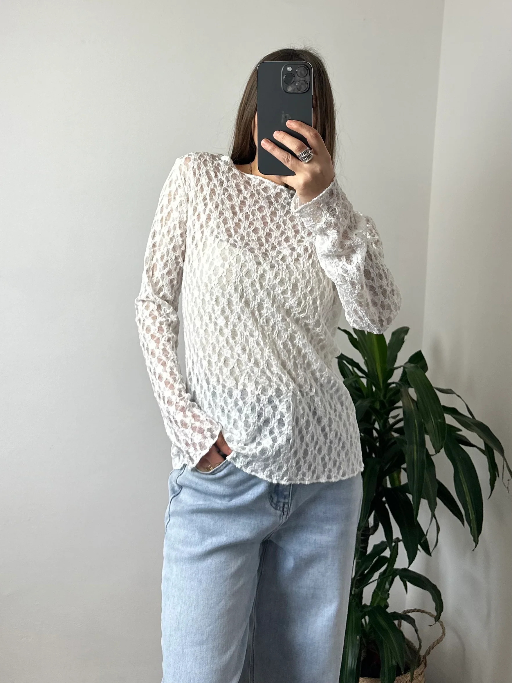 MAGLIA ELASTICIZZATA PIZZO BIANCO - immagine 2