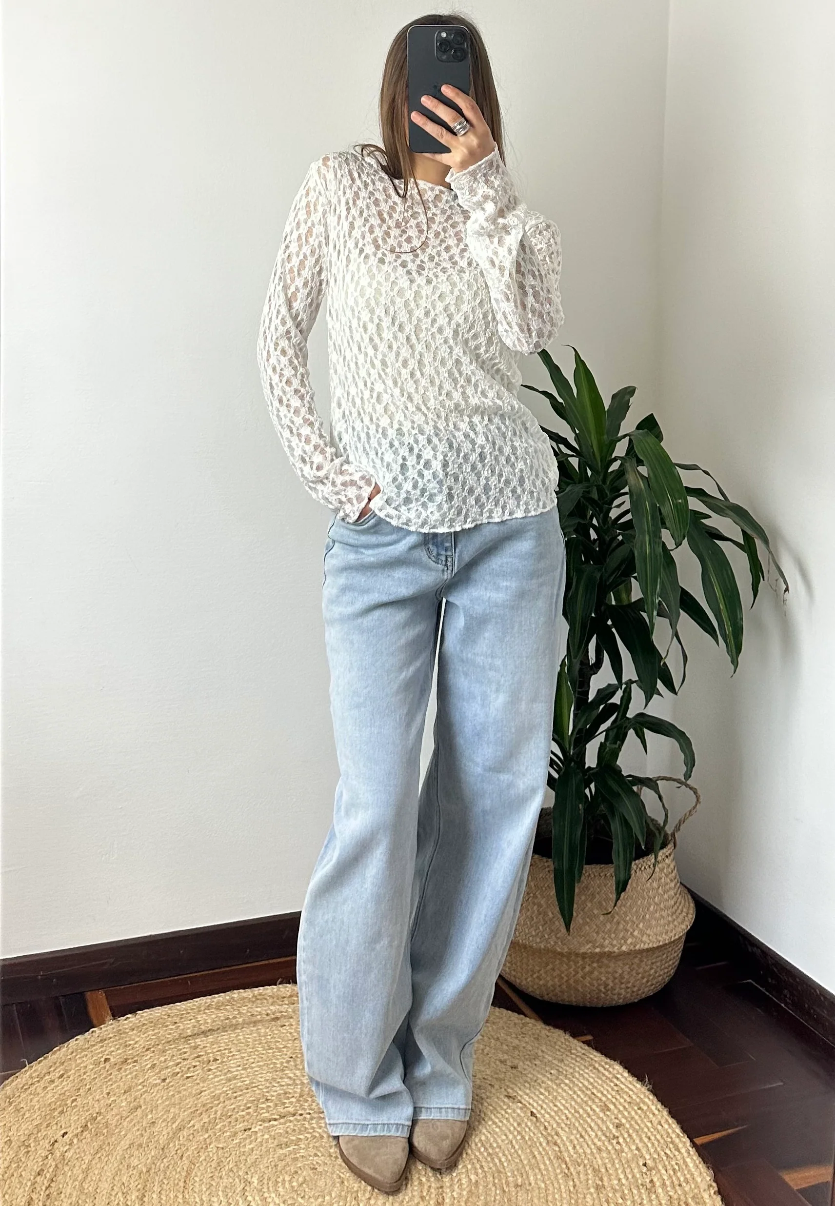 MAGLIA ELASTICIZZATA PIZZO BIANCO - immagine 3