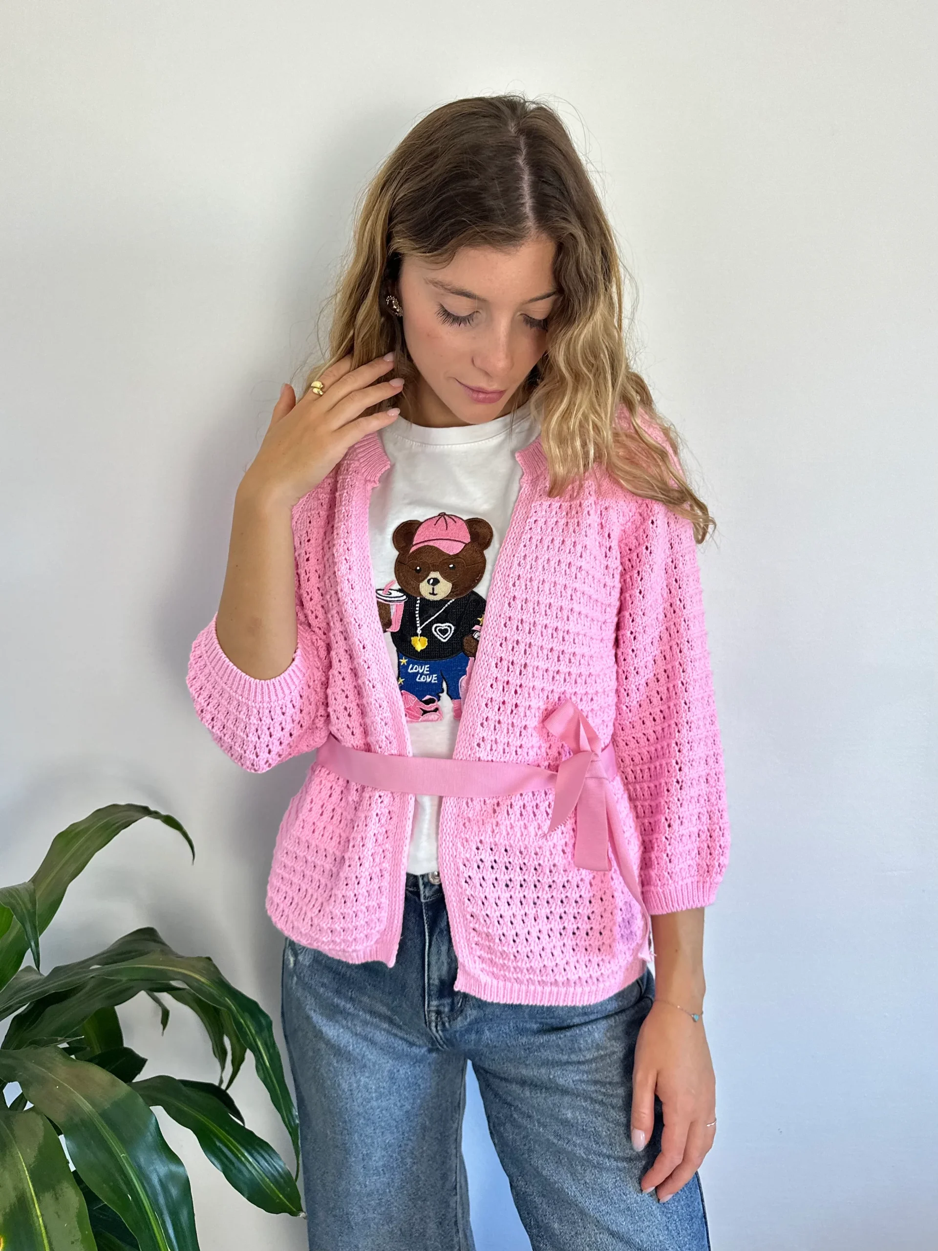 CARDIGAN NASTRO ROSA - immagine 2