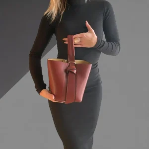 MIRA - BORSA SECCHIELLO IN VERA PELLE DOLLARO - BORDEAUX